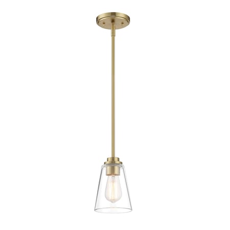 Designers Fountain Westin 60 Watt 1 Light Brushed Gold Pendant with Clear Glass Shade 95730-BG